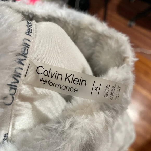 Calvin Klein Gray Animal Print Fleece Pullover - Picture 6 of 7